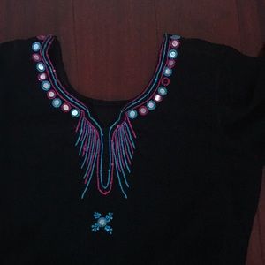 Custom Stitched sheer Black Sequined Tunic (Small)